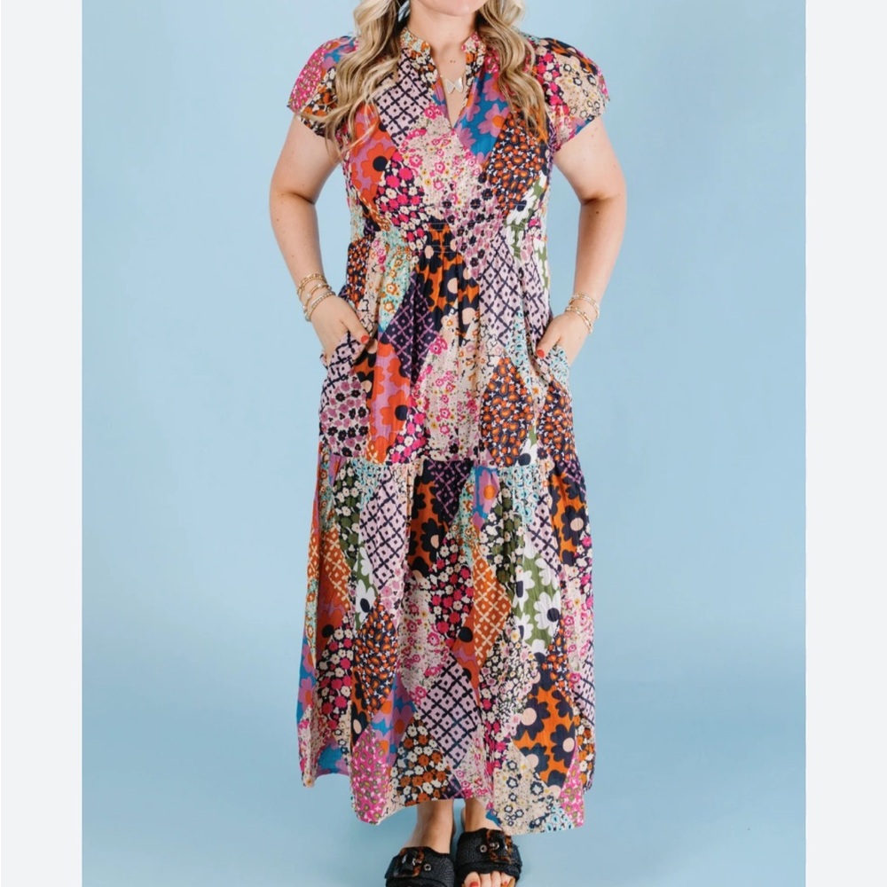 Uncle Frank Size Xl extra large multicolor print dress with pockets